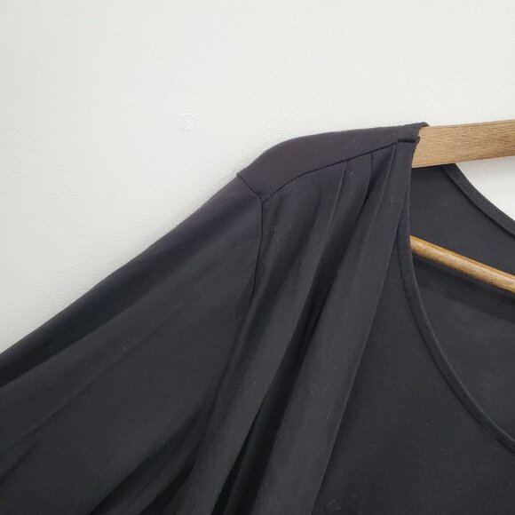 Daisy Fuentes NWT Womens L Black Draped 3/4 Sleeve Rayon Tunic Top Evening - Picture 12 of 16
